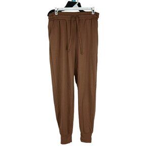 Zenana Womens Jogger Pants Size M Brown Elastic Waist Drawstring Tapered Leg